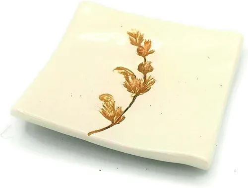 Vista 26 de Clay Ring Dish, Small Square Handmade Ceramic Trinket Dish, Small Tealight Candle Holder, Teabag Holder (Aquarius)