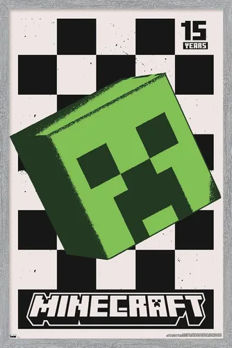 Vista 12 de Trends International Minecraft: 15th Anniversary - Póster de pared Posterized Creeper, 22.4 pulgadas de largo x 14.7 W, versión enmarcada de madera