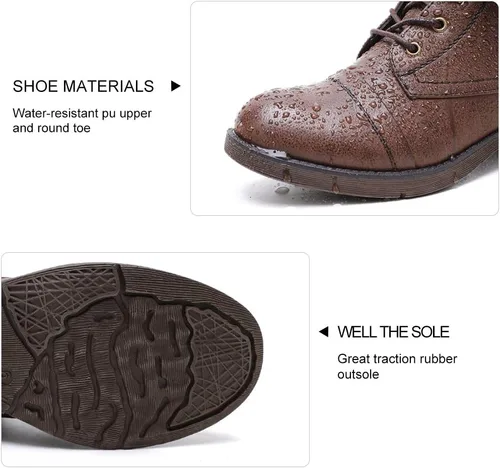 Vista 4 de Botines para mujer, estilo combate con cordones y peluche.
