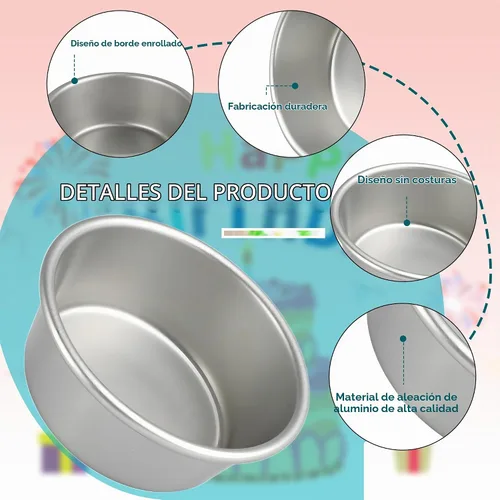 Vista 3 de 16 moldes redondos de 4 pulgadas antiadherentes de aluminio redondo para tartas, moldes pequeños para hornear pasteles para el hogar, queso, quiche