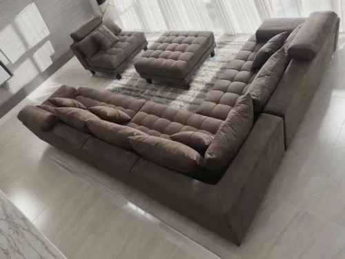 Vista 7 de Stendmar S150DBR - Juego de sofá seccional de tela de microfibra reversible en forma de U en forma de L, S150DBR (marrón, extragrande)