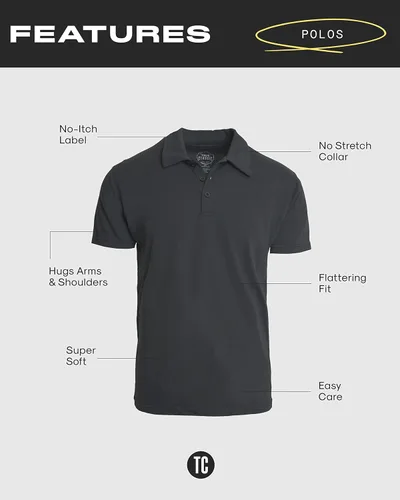 Vista 7 de True Classic Camisas polo para hombre, camisas de golf ajustadas de primera calidad para hombres y hombres, camisas polo de manga corta