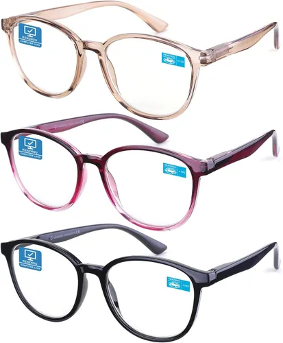 Vista 7 de K KENZHOU Blue Light Reading Glasses for Woman Men Computer Gaming Phone TV Bluelight Blocking Glasses for Eye Strain,3-Pack