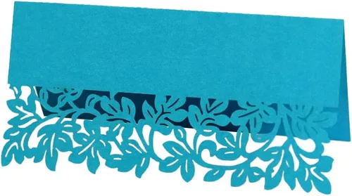Vista 16 de Katutude Paquete de 50 tarjetas de lugar azules, tarjetas de nombre de asiento de mesa para bodas, banquetes, cenas