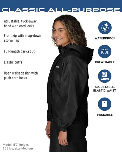 Vista 2 de FROGG TOGGS Traje de lluvia clásico multiusos transpirable impermeable para mujer Negro