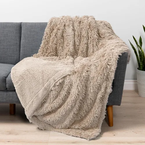 Vista 18 de PAVILIA Manta mullida beige crema para sofá, afelpada y cálida, súper suave y gruesa de piel sintética y sherpa, 50 x 60 pulgadas
