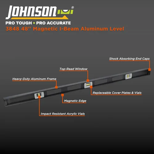 Vista 11 de Johnson Level & Tool 3824 - Nivel magnético de aluminio profesional, 24 pulgadas, negro, 1 nivel
