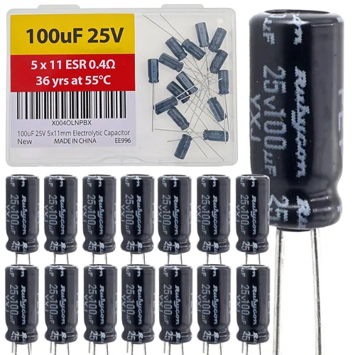 Vista 26 de 100uF 50V 8X11.5mm Rubycon Electrolytic Capacitor Low ESR 0.17Ω Long Life 36yrs at 55 Degree C mfd mircofarad Micro Farad C Radial Lead Aluminum