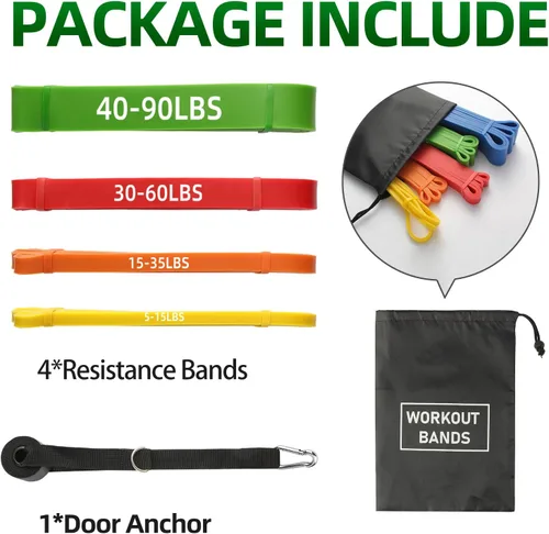 Vista 5 de Resistance Bands for Working Out, Pull Up Assist Bands Set, Workout for Women and Men, Exercise Bands,Training, Plasticity, Physical Therapy at