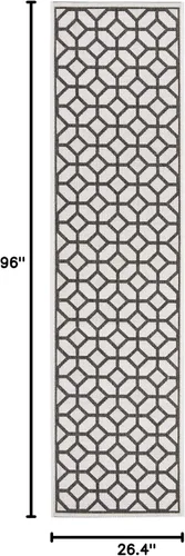 Vista 2 de SAFAVIEH Linden Collection - Alfombra lavable para exteriores, alfombra de pasillo de 2.2 x 8 pies, gris claro y carbón, no desprende pelusa y fácil