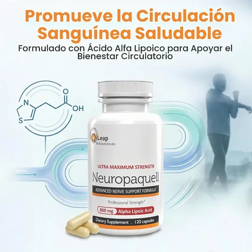 Vista 8 de Alivio del dolor de neuropatía, refuerzo clínico Fórmula avanzada de soporte a los nervios 120 cápsulas.