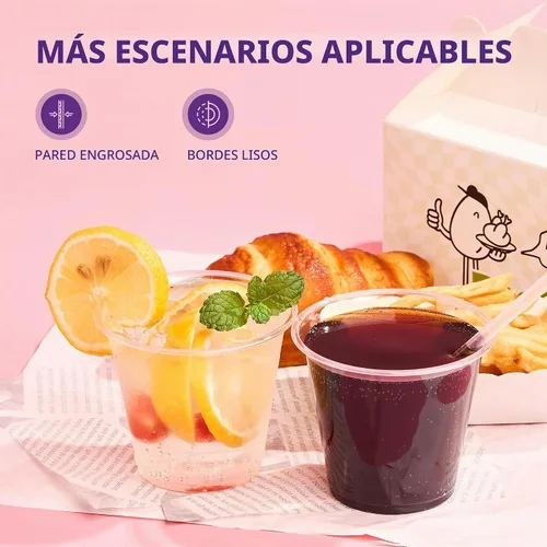 Vista 4 de Vasos de plástico transparente de 9 onzas [100 unidades] - Vasos desechables de plástico para beber, vasos de fiesta de PET libres de BPA para café