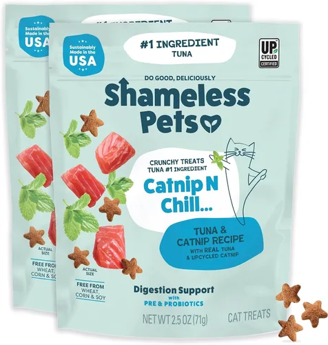 Vista 13 de Shameless Pets Golosinas para gatos con Catnip y pollo para la salud digestiva, crujientes