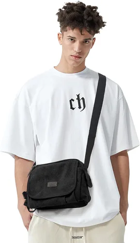 Vista 3 de Bolso de Mensajero para Hombre, Bolsa Bandolera Estética, Bolso de Hombro de Lona Clásico y Resistente al Agua Unisex