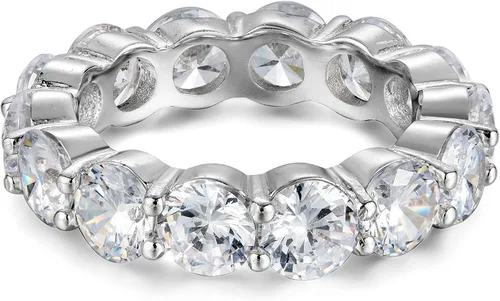 Vista 2 de Anillo de eternidad, para bodas o compromiso, con zirconia cúbica, de plata esterlina 925, 5 mm