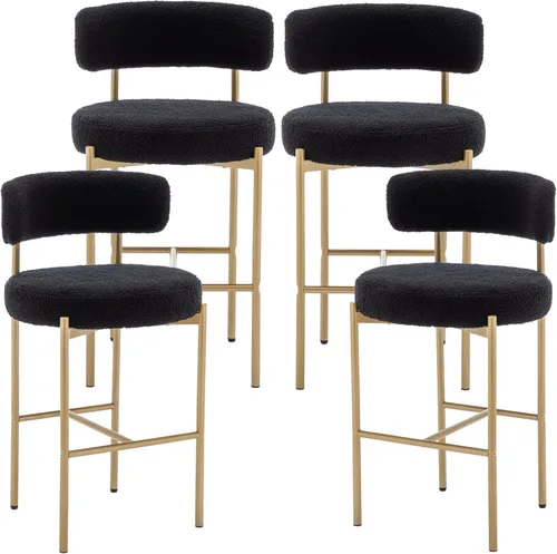 Vista 23 de Canxkun Taburetes de Bar Boucle Juego de 2, 24" Taburetes de Mostrador Modernos con Respaldos, Taburetes de Bar Tapizados para Isla de Cocina, Bar