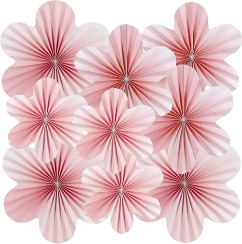 Vista 18 de SUNBEAUTY Abanicos de papel dorados y negros para fondo de fiesta de té, boda, primavera, cumpleaños, aula, baby shower, Halloween, decoración
