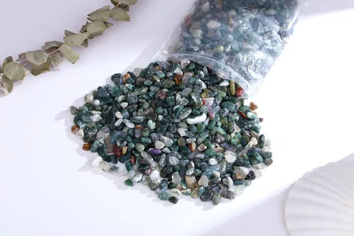 Vista 2 de QINJIEJIE Piedras de cristal de ágata acuática, piedra natural, grava a granel, piezas de rocas trituradas, piedra de cuarzo pulido, 0.55 libras