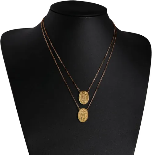 Vista 4 de Collar católico de escapularios de acero inoxidable, colgante de cruz de nuestro padre, joyería de acero inoxidable para hombres y mujeres, regalo