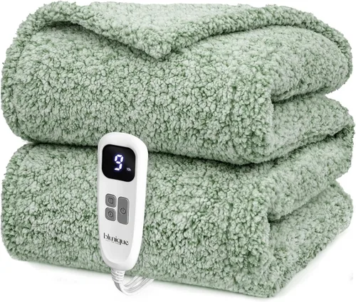 Vista 26 de Heated Blanket Electric Blanket Queen - Fast Heating Blanket Throw Dual Control Double Sided Sherpa with 10 Heating Levels & 2-10 Hours Auto Off