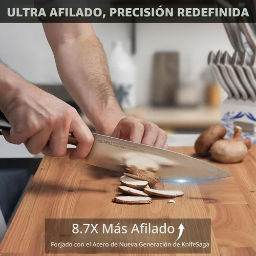 Vista 2 de Juego de cuchillos de cocina KnifeSaga - Juego de bloque de cuchillos Phantom Iris X5 - Rendimiento de primer nivel, juego de 15 piezas de cuchillos