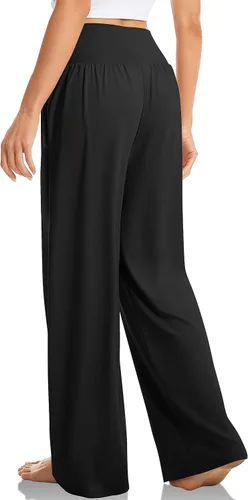 Vista 2 de TARSE - Pantalones de pierna ancha para mujer, pantalones deportivos casuales y holgados para yoga, pantalones sueltos, cómodos, para descansar