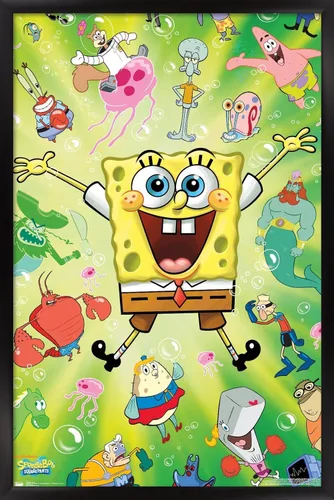 Vista 8 de Trends International Nickelodeon Bob Esponja - Póster de pared de explosión, 14.725 x 22.375 pulgadas, versión enmarcada de madera de granero