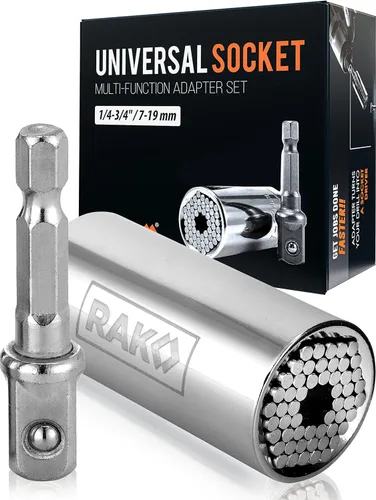 Vista 10 de RAK Universal Socket Grip (0.276 - 0.748 pulgadas) - Llave de trinquete multifunción, adaptador de taladro eléctrico de 15 piezas, conjunto