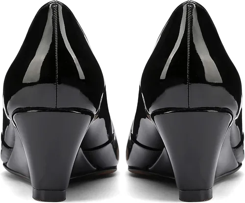 Vista 4 de MODENCOCO Zapatos de tacón bajo con cuña de tacón bajo para mujer, con puntera cuadrada, 2 pulgadas