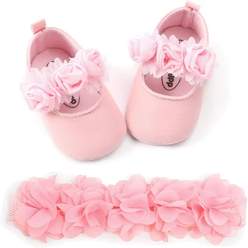 Vista 4 de ENERCAKE Zapatos de bebé para niña suela suave floral recién nacido Mary Jane zapatos planos para bautizo zapatos