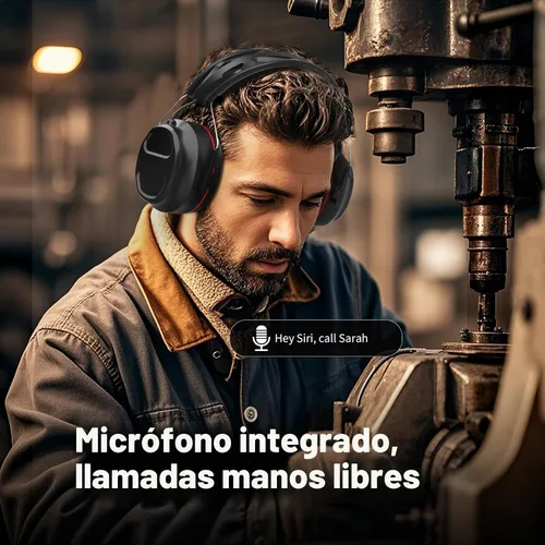 Vista 7 de Auriculares de gel de protección auditiva Bluetooth 5.4 con batería recargable de 1200 mAh, tiempo de trabajo de 120 horas, SNR de 30 dB, orejeras