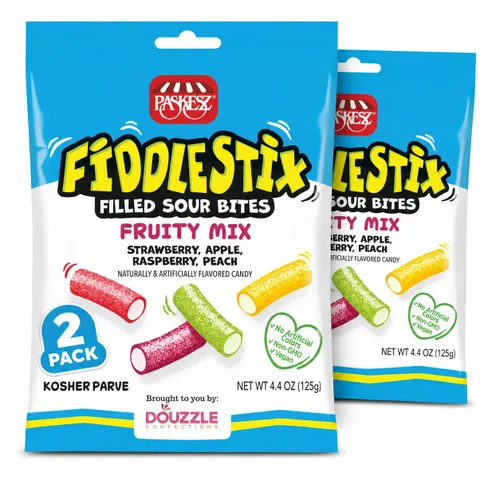 Vista 2 de DOUzzle Kosher, Fiddlestix - Caramelo de regaliz masticable Oh-So-Strawberry (4.4 onzas, 3 unidades) sin sabores ni colores artificiales, sin OMG