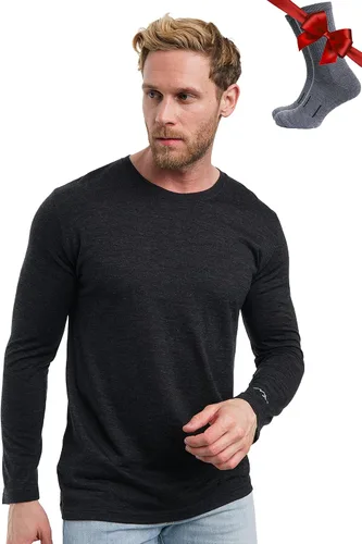 Vista 33 de 100% Merino Wool Base Layer Mens - Long Sleeve Thermal Shirts with Socks .320 negro