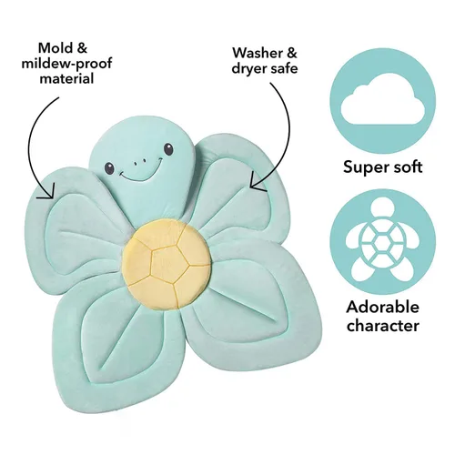 Vista 12 de Nuby Turtle - Cojín de baño para bañera o fregadero, tela suave y fácil de secar, 0-6 meses, turquesa
