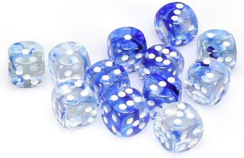 Vista 2 de DND - Juego de dados Chessex D&D de 0.630 in, juego de dados poliédricos de plástico azul oscuro y blanco, dados de mazmorras y dragones, incluye 12