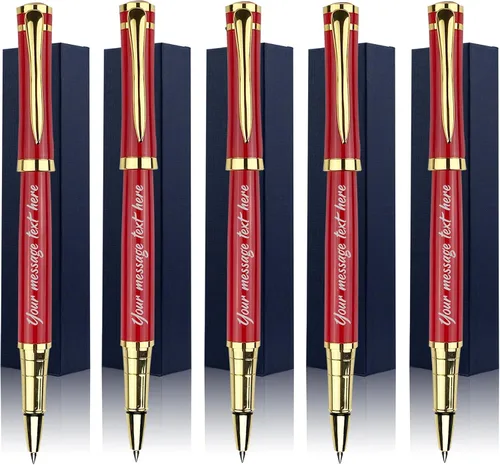 Vista 10 de Ancolo Bolígrafos Negros Personalizados para Negocios Ejecutivos - Punta Media con 10 Recambios de Tinta Negra Personalizados con Tu Nombre