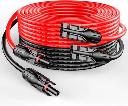 Vista 8 de RICH SOLAR Cable de extensión de panel solar negro de calibre 10, 10 AWG, 10 pies, color rojo + 10 pies, cable de extensión de panel solar negro