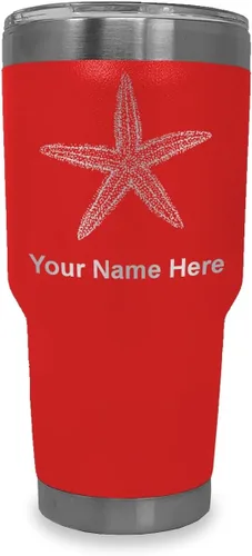 Vista 22 de LaserGram 20oz Vacuum Insulated Tumbler Mug, Starfish, Personalized Engraving Included (Black)