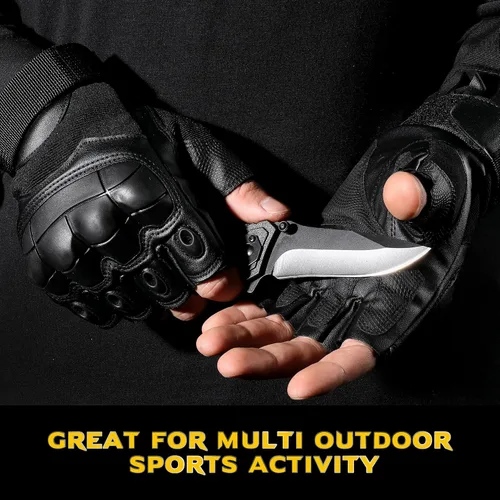 Vista 4 de WTACTFUL - Guantes tácticos sin dedos para moto, motocicleta, ciclismo, escalada, senderismo, caza