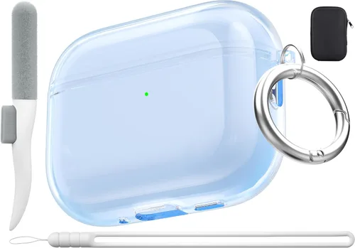 Vista 24 de Valkit - Funda transparente protectora para estuche de AirPods, con llavero, poliuretano termoplástico suave, a prueba de golpes, compatible