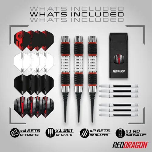 Vista 2 de RED DRAGON Axis Professional Darts Set - 85% Tungsten Darts with Flights, Shafts & Wallet - Available in Multiple Colors, Soft Tip 18g and Steel Tip