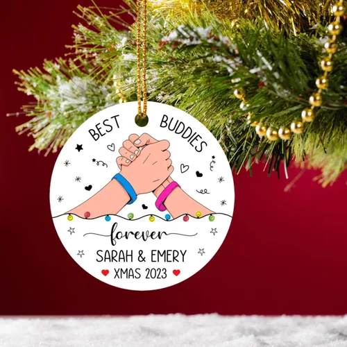 Vista 3 de Adornos de Navidad personalizados 2025 para amigas, regalos de adorno para la decoración del árbol de Navidad, regalo personalizado de Navidad