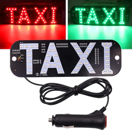 Vista 12 de Luz de taxi con enchufe Cig-arette, montaje de succión de taxi de 12 V CC en la lámpara de taxi con cubierta de viento del automóvil, 2 modos de Rojo