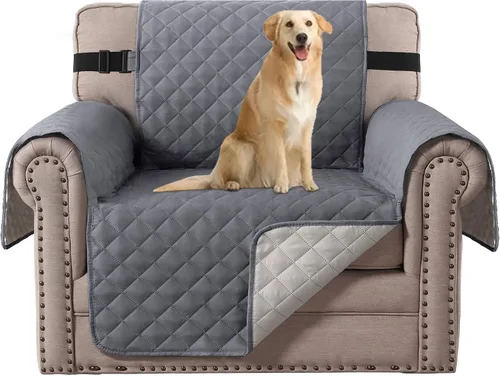 Vista 74 de H.VERSAILTEX Funda de sofá resistente al agua para sofá de 3 cojines, reversible, protector de muebles acolchado con correa elástica, funda de sofá