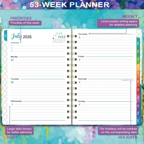 Vista 4 de Agenda 2026-2027 – Agenda académica 2026-2027, julio 2026 – junio 2027, planificadores semanales y mensuales, 6.3 x 8.4 pulgadas, 26-27 calendarios
