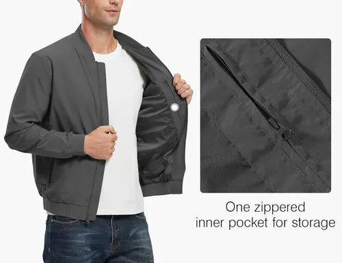 Vista 4 de Rdruko - Chaqueta bomber ligera cortavientos de corte universitario, casual, para hombre