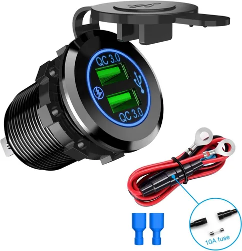 Vista 11 de Nilight Enchufe USB PD tipo C y QC 3.0 USB de carga rápida 12V 24V Enchufe de coche Voltímetro Interruptor de encendido/apagado Kit de alambre