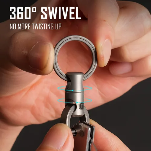 Vista 3 de KeyUnity KM13 Swivel Keychain with D Ring Key Shackle, Titanium Rotatable Key Organizer
