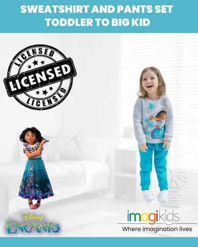 Vista 4 de Disney Encanto Mirabel - Conjunto de sudadera y pantalones para niñas pequeñas y grandes
