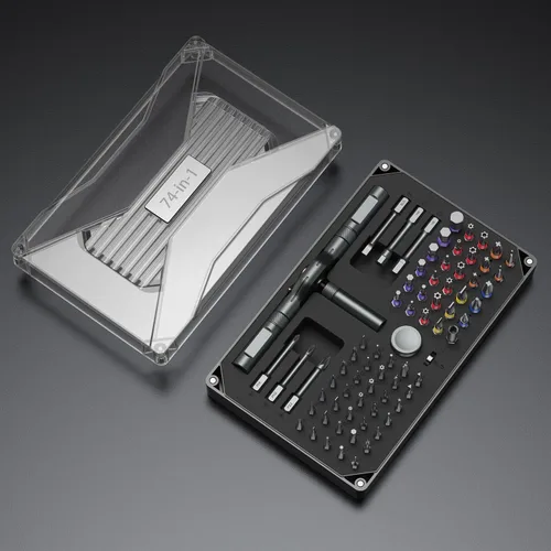 Vista 2 de Juego de destornilladores de trinquete mejorados 74 en 1, juego de destornilladores magnéticos con kit de herramientas de reparación de precisión